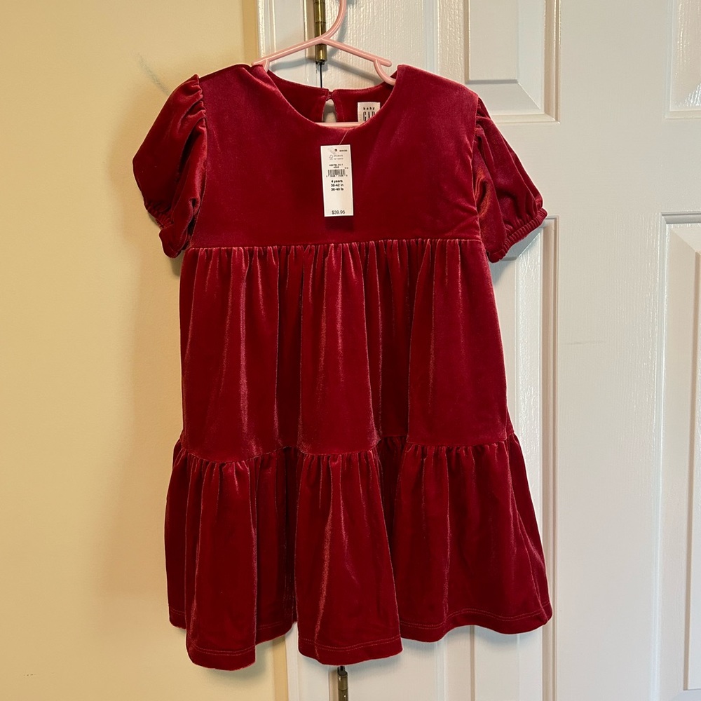 NWT Baby Gap Red Velvet Dress, Size 4 years
